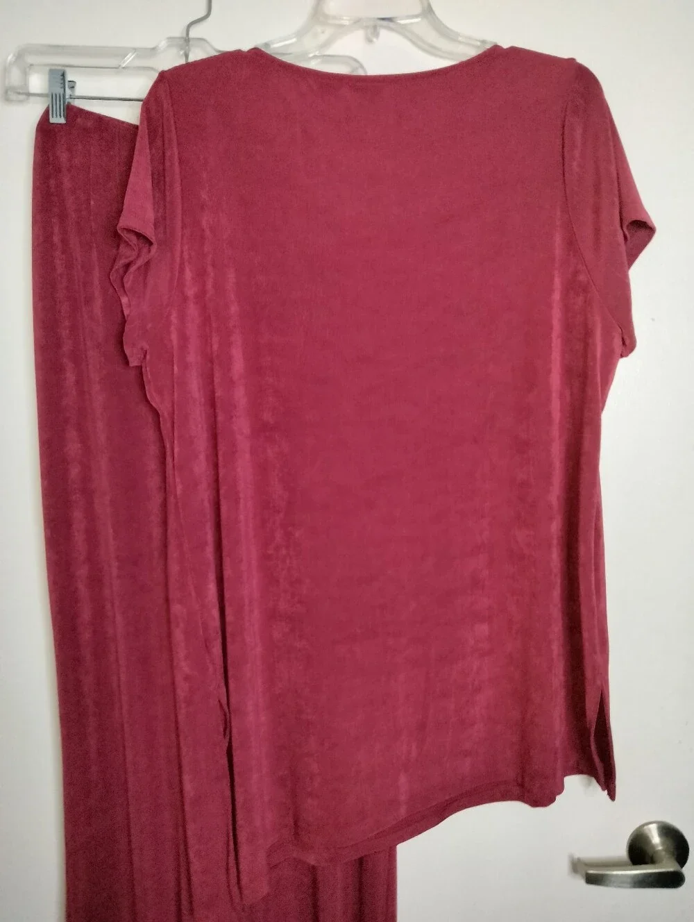 Chico's Travelers (Sz 3/XL/16) Cranberry Red Stretch (2PC) Tunic Top & Pants Set